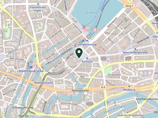 Kartenausschnitt Hamburg mit Standort: Beispielstraße 1, 20000 Hamburg